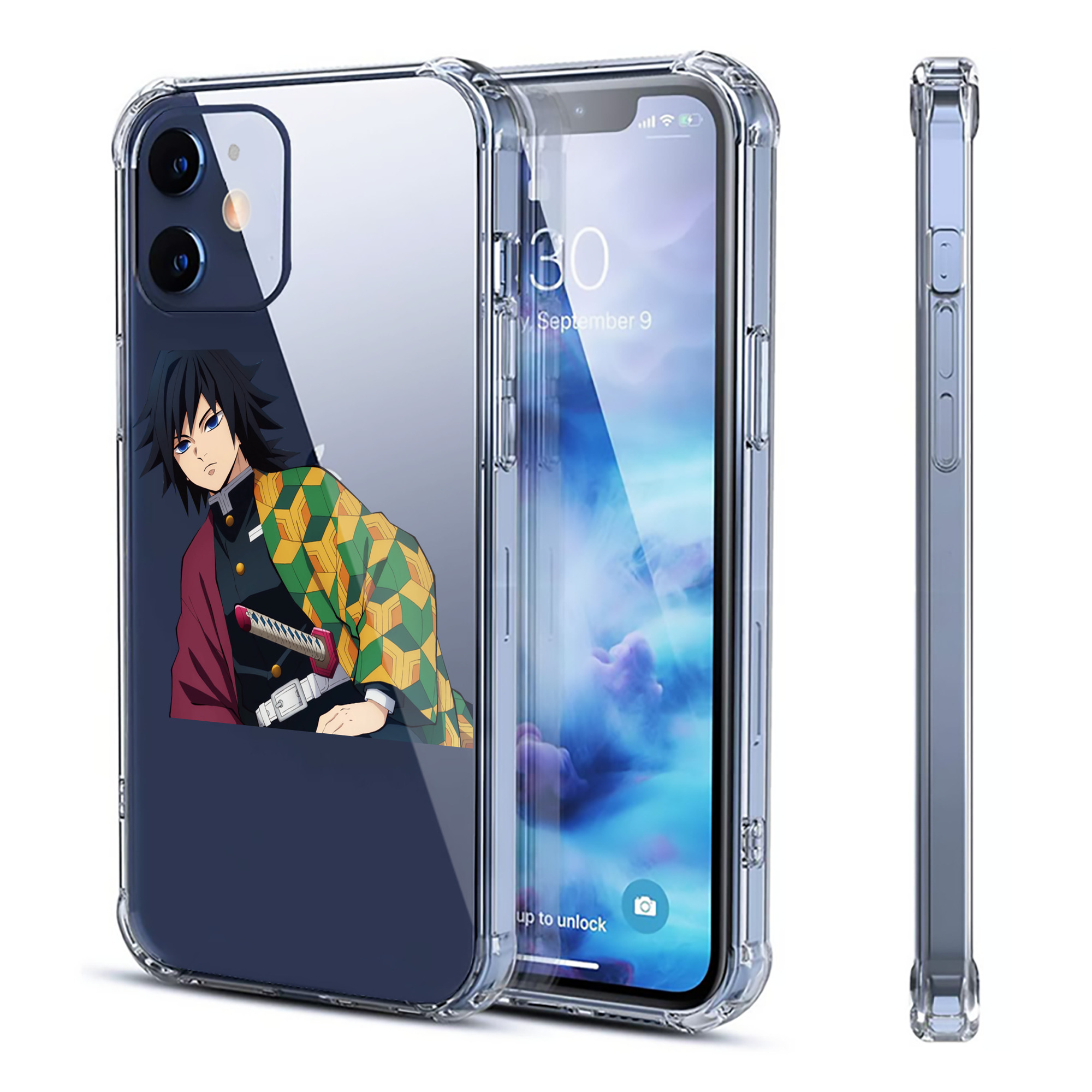 （画像用） 鬼滅の刃（きめつのやいば）水柱-冨岡 義勇／とみおか ぎゆう Tomioka Giyuu 【iPhone 12シリーズ対応】透明スマホケース（クリアソフトケース）